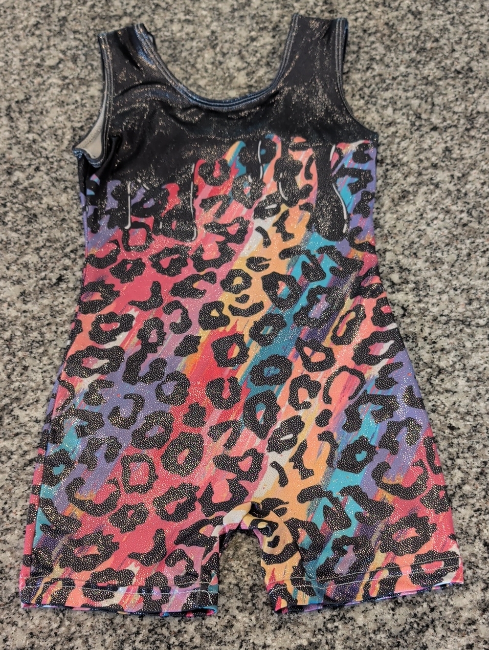 Kids Multicolor Leopard Print Active Short Unitard